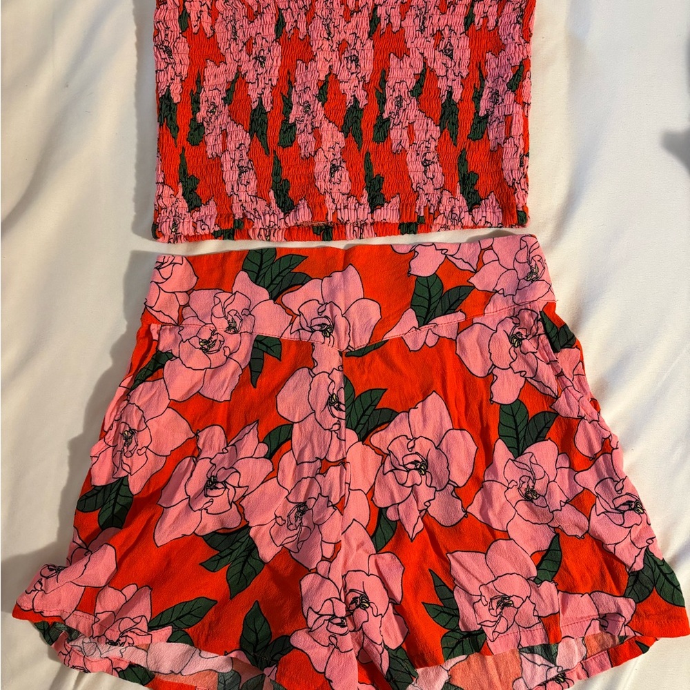 Ava Sky Red and Pink Floral Set